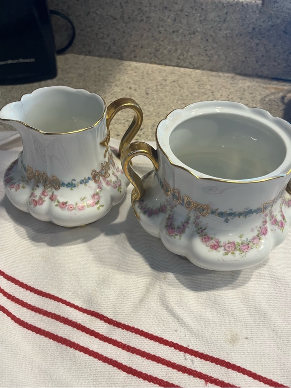 Haviland Limoges Antique Porcelain Creamer and Sugar Set Read condition issues